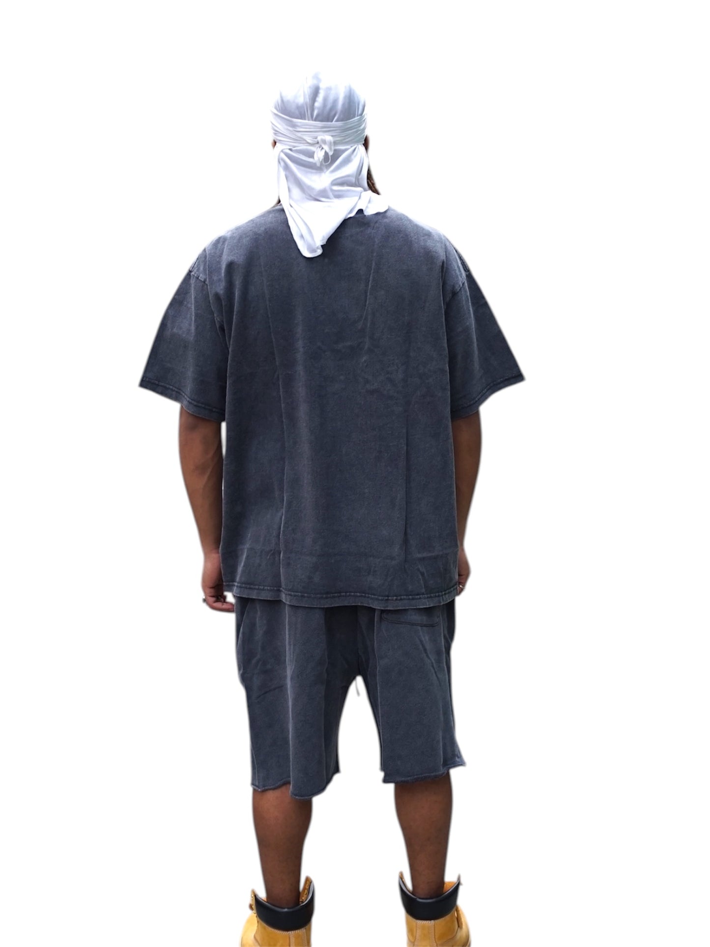 Charcoal Acid Wash T-Shirt & Shorts Set