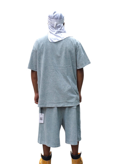 Mint Acid Wash T-Shirt & Shorts Set