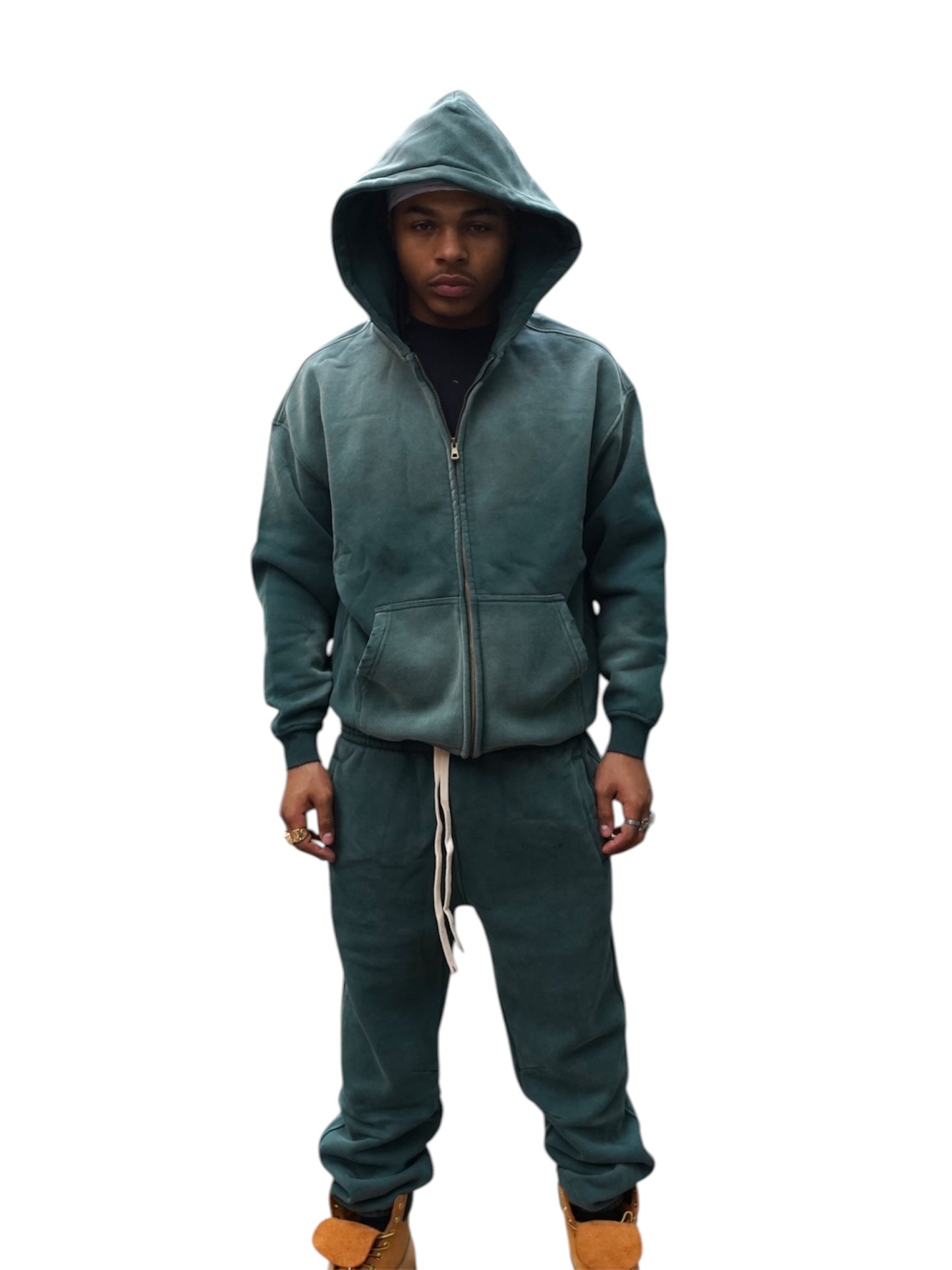 Green Acid Wash Sweatsuite Set