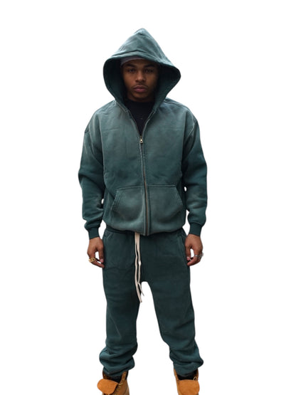 Green Acid Wash Sweatsuite Set