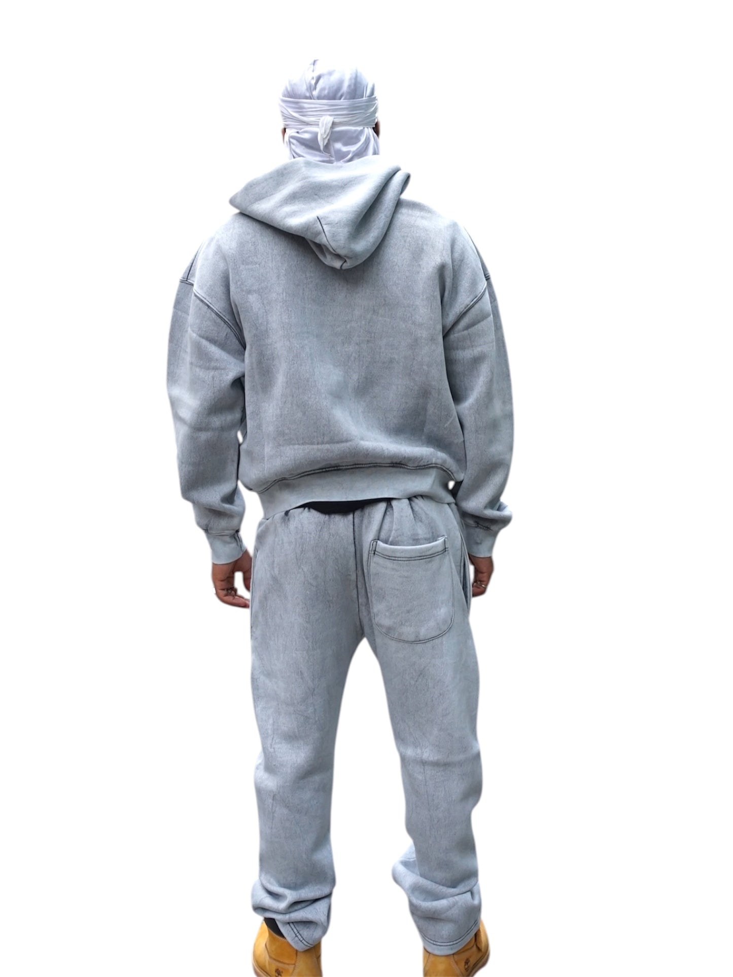 Gray Acid Wash Sweatsuite Set