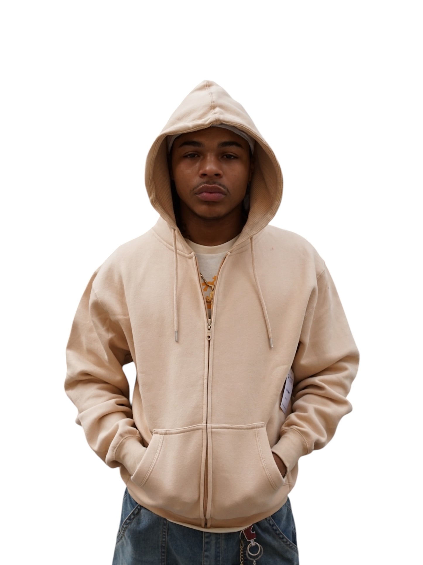 The End Beige Zip Up Hoodie