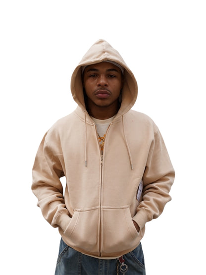 The End Beige Zip Up Hoodie