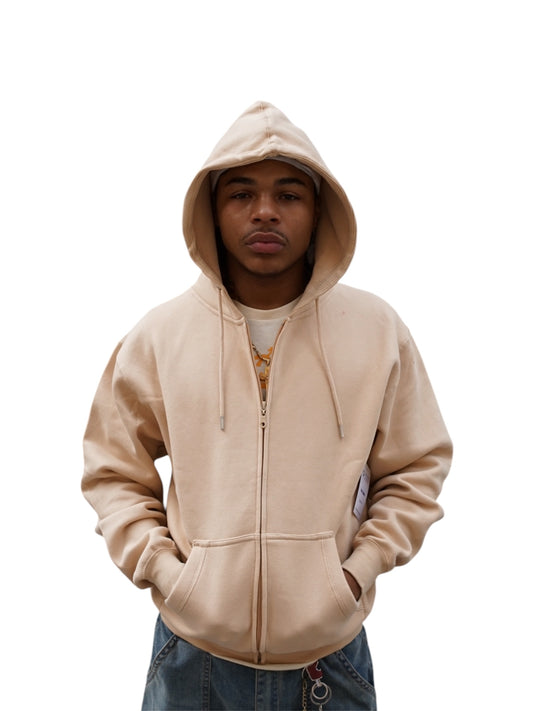 The End Beige Zip Up Hoodie